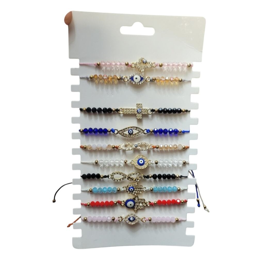 10pc NEW Evil Eye Bracelets Jewlery Mexican String Knot Beaded Nylon Women's